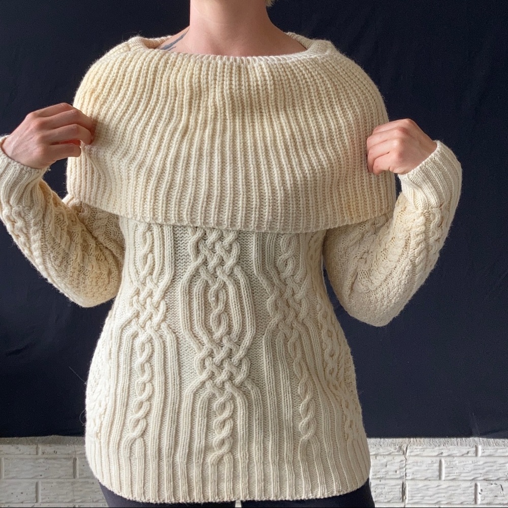 100% merino wool cowl neck sweater